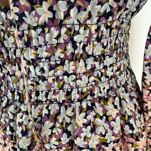 Vince Camuto Floral Smocked Waist Long Sleeve Mini 
Dress Pink Blue Size 6 NWT - Picture 10 of 15